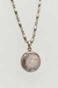 A SILVER 'LINKS OF LONDON' LOCKET AND CHAIN, the polished circular locket with hinged cover,