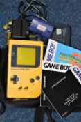 NINTENDO YELLOW GAMEBOY CONSOLE AND GAMES, includes Tetris, Super Mario Land, Super Mario Land 2 and