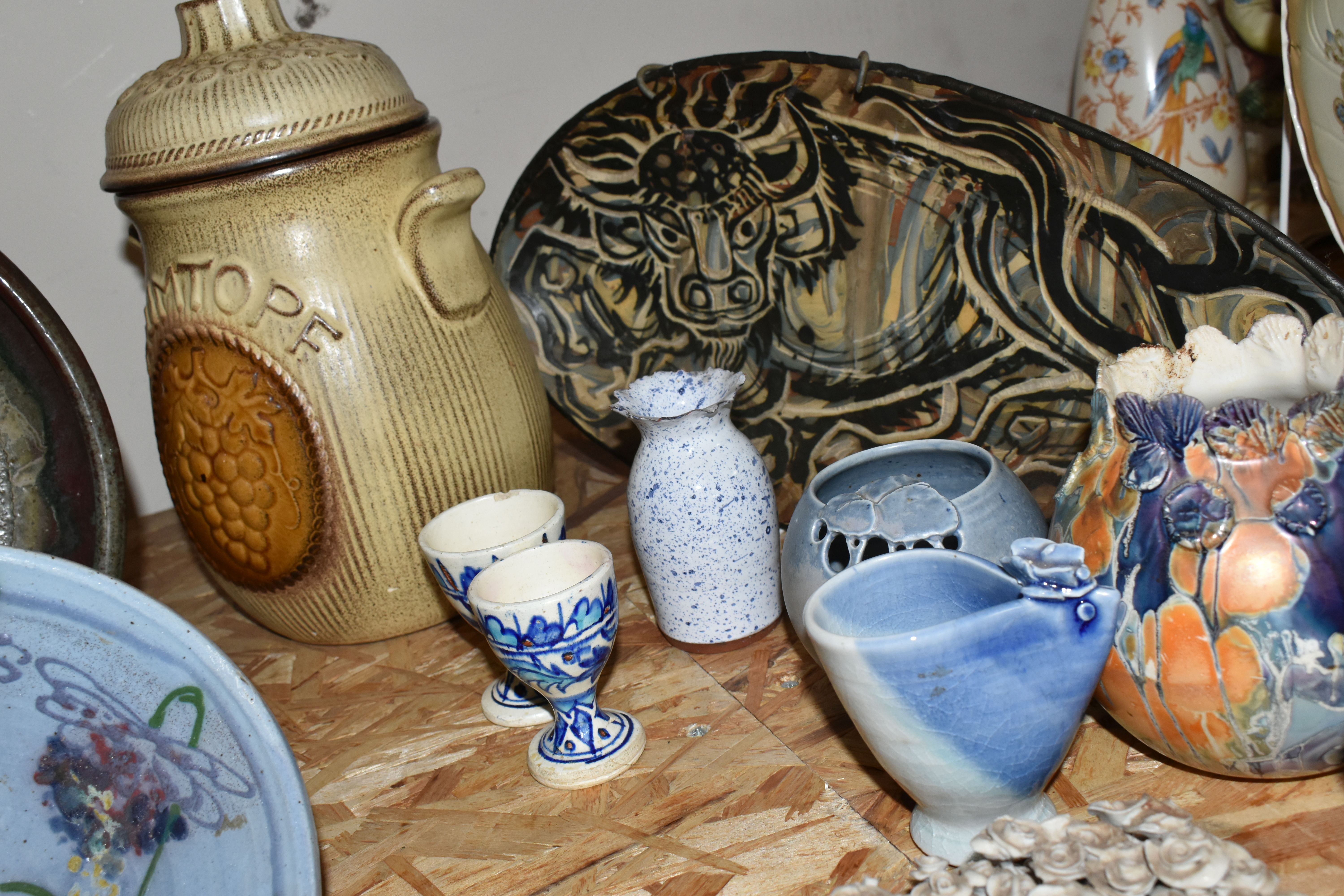 A COLLECTION OF 19TH AND EARLY 20TH CENTURY CERAMIC TILES AND CONTEMPORARY STUDIO POTTERY, - Image 10 of 19