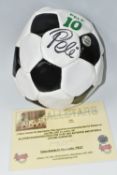 A PELE SIGNED FOOTBALL, black and white panel football marked Pele 10 and signed in black marker