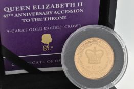 A QUEEN ELIZABETH II 65th ANNIVERSARY, accession to the Throne 9ct Proof Double Crown Tristan da