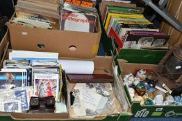 FOUR BOXES AND LOOSE EPHEMERA AND ORNAMENTS ETC, to include vintage photography magazines - 1960s/