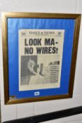 SUPERMAN 'DAILY NEWS - LOOK MA - NO WIRES' PROP NEWSPAPER, possibly from the 1977 film with a