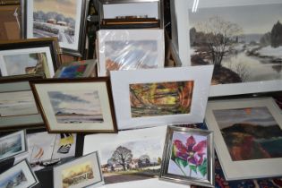 BRIAN JENKINS (20TH CENTURY) A QUANTITY OF FRAMED AND UNFRAMED WATERCOLOURS ETC, subjects are mostly