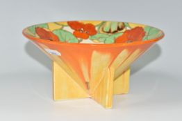 A CLARICE CLIFF CONICAL FRUIT BOWL, in Nasturtiums pattern, with printed Clarice Cliff and Wilkinson
