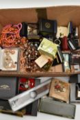 A BOX OF ASSORTED ITEMS, to include a gents boxed 'Accurist' wristwatch, a boxed 'Pop Swatch'