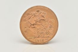 A GEORGE V 22CT GOLD FULL SOVEREIGN COIN, depicting George V obverse, George and the Dragon