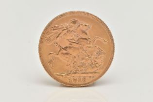A GEORGE V 22CT GOLD FULL SOVEREIGN COIN, depicting George V obverse, George and the Dragon
