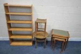 A SELECTION OF OCCASIONAL FURNITURE, to include a modern pine six tier waterfall bookcase, width