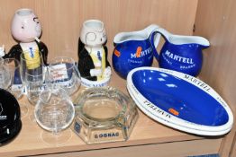 A COLLECTION OF COURVOISIER AND MARTELL BRANDY ADVERTISING BREWERIANA, comprising a Carlton Ware