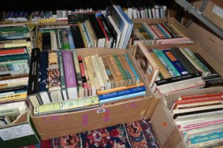 SIX BOXES OF BOOKS & PAMPHLETS containing over 150 miscellaneous book titles mostly in hardback