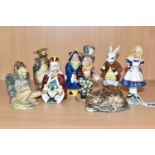 EIGHT BESWICK ALICE IN WONDERLAND FIGURES, comprising The Mad Hatter, Alice, Cheshire Cat, White