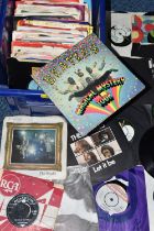 ONE BOX OF SINGLE 45RPM RECORDS, approximately eighty records, artists include The Beatles '