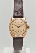 A MID 20TH CENTURY LADIES 9CT ROSE GOLD 'WALTHAM' WRISTWATCH, manual wind, round dial signed '