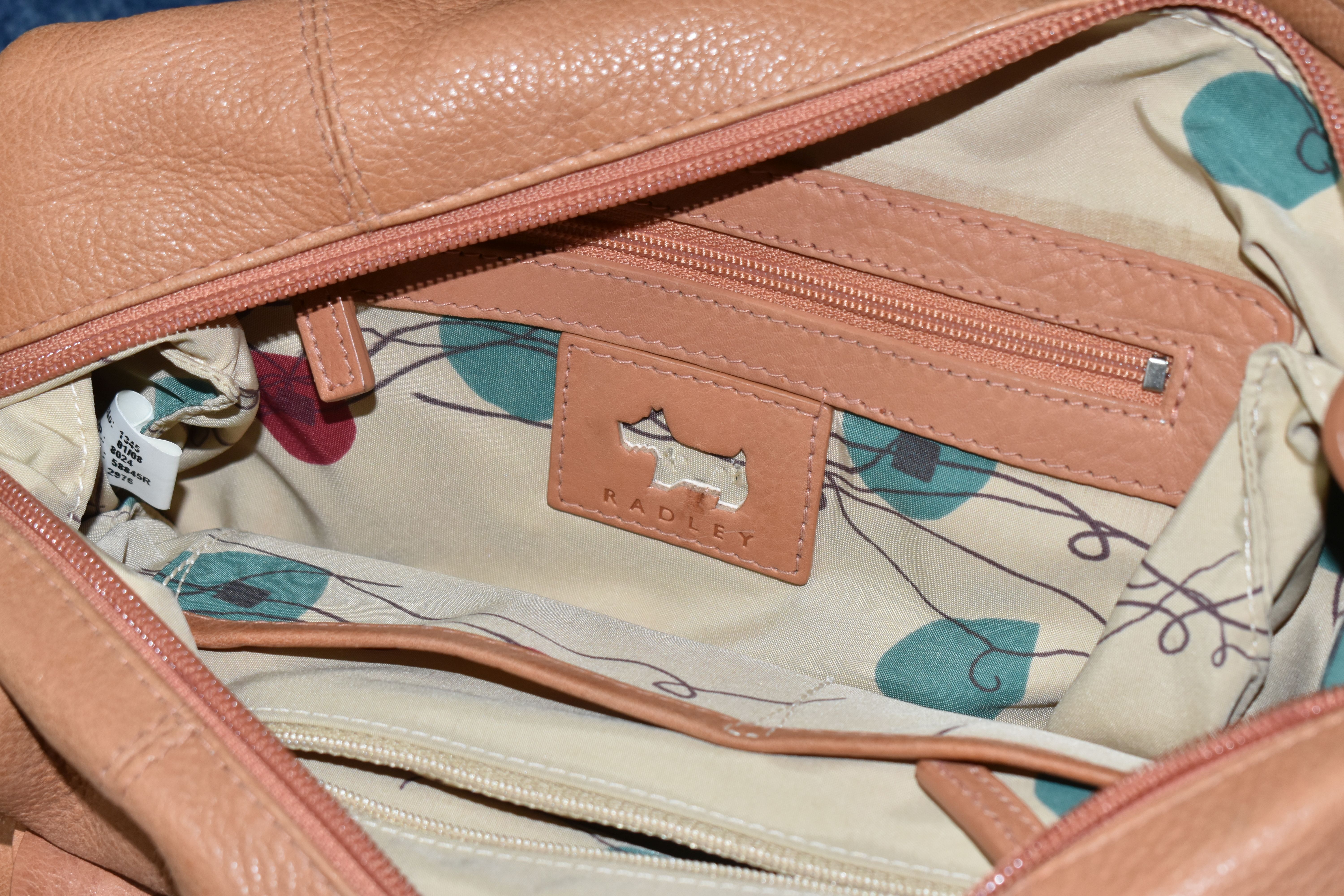 TWO TAN COLOURED RADLEY HANDBAGS, approximate widths 26cm and 36cm, together with a brown shoulder - Image 10 of 14