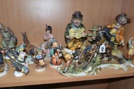 A GROUP OF FIGURES, comprising a Capodimonte figure group of Don Quixote, on horseback, and Sancho