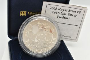 A ROYAL MINT 2005 TRAFALGAR PIEDFORT SILVER PROOF £5 With Certificate