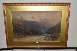 DAVID HALL McKEWAN (1817-1873) A CONTINENTAL ALPINE LANDSCAPE, depicting a stream to the