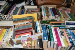 SIX BOXES OF BOOKS containing approximately 175 miscellaneous titles in hardback and paperback