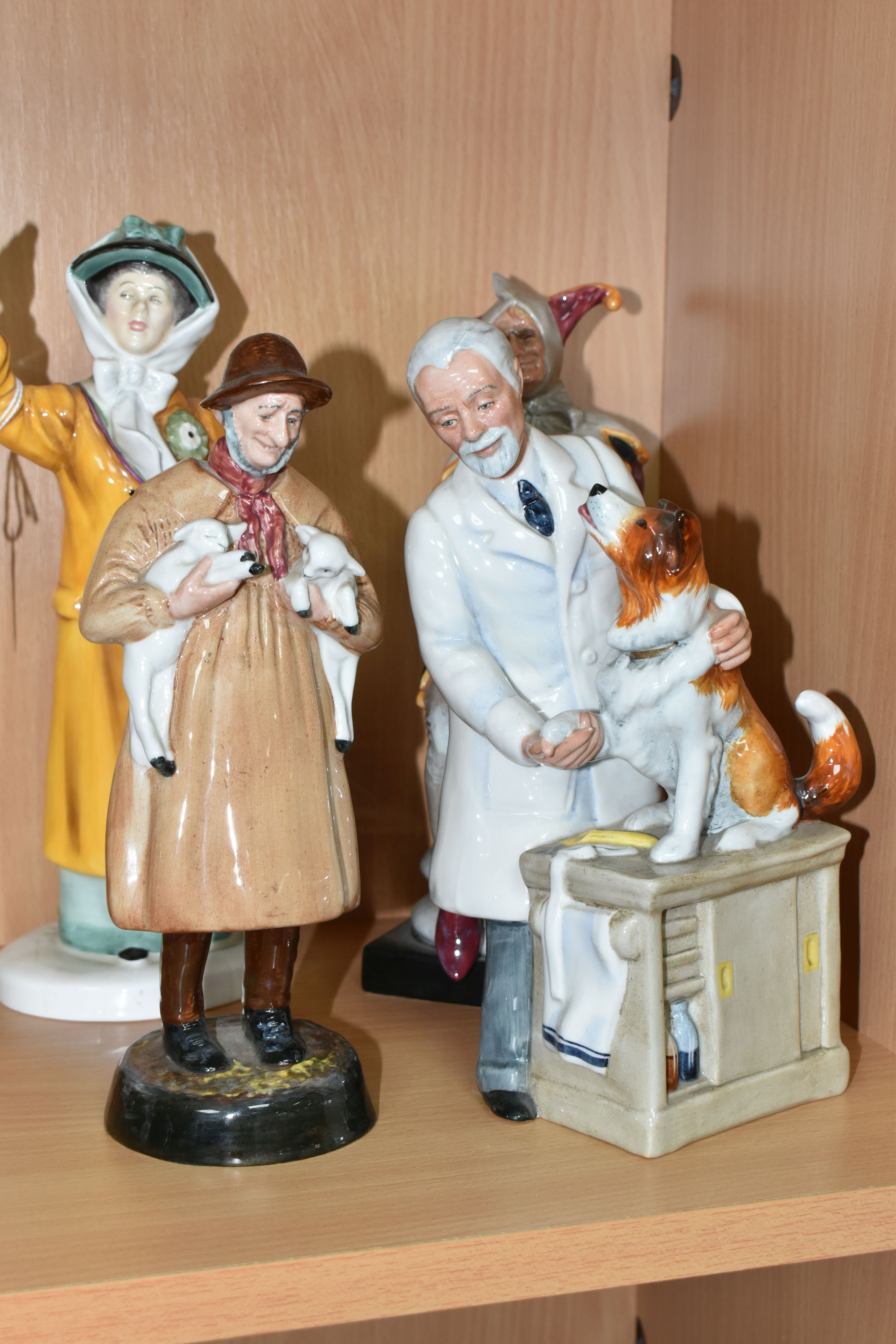 FOUR ROYAL DOULTON FIGURES, comprising Votes for Women HN2816 (wrist broken and reglued, chip to