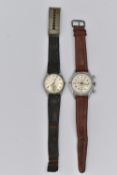 TWO WRISTWATCHES, the first a hand wound movement, round dial signed 'Watex', Arabic numerals,