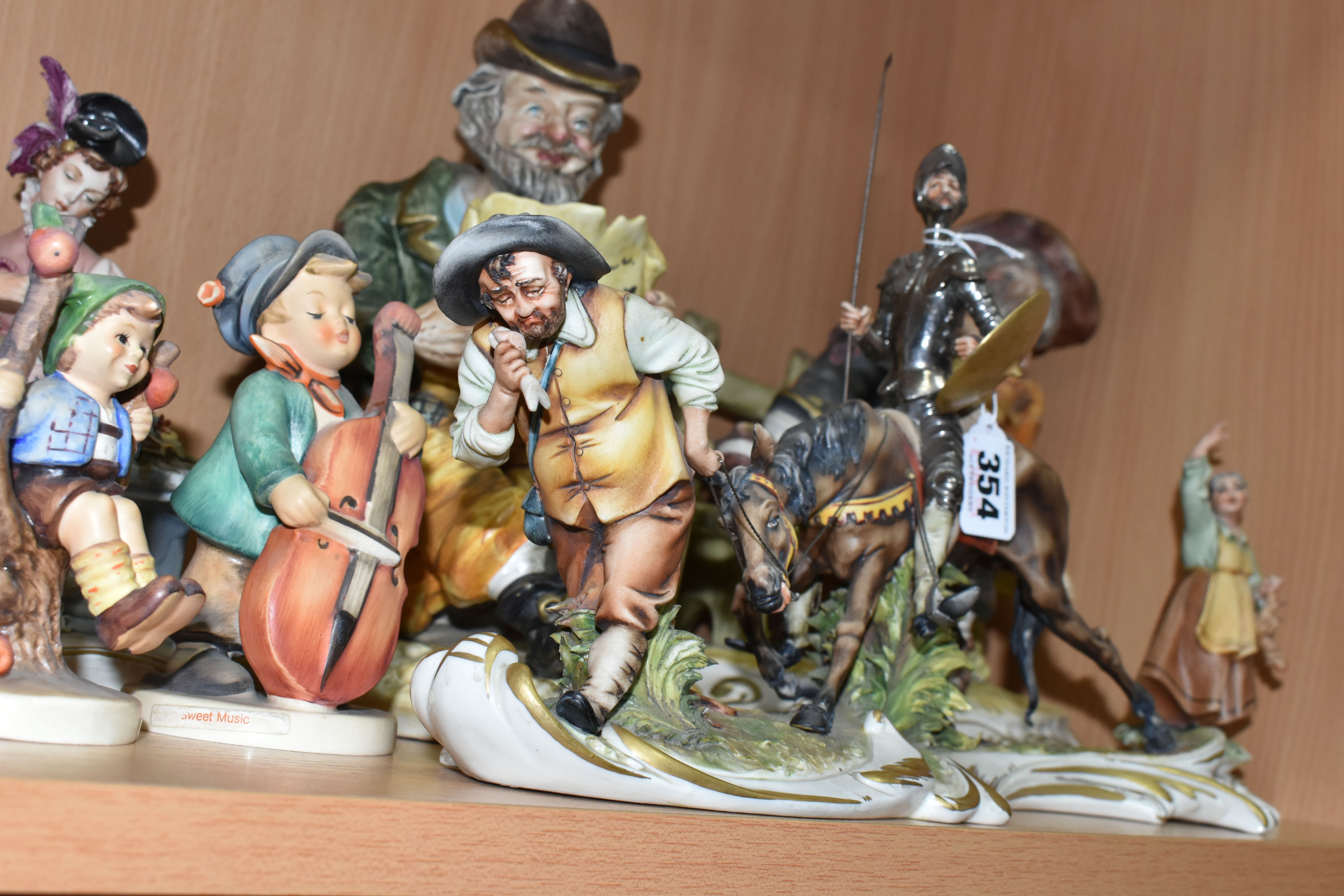 A GROUP OF FIGURES, comprising a Capodimonte figure group of Don Quixote, on horseback, and Sancho - Image 3 of 10