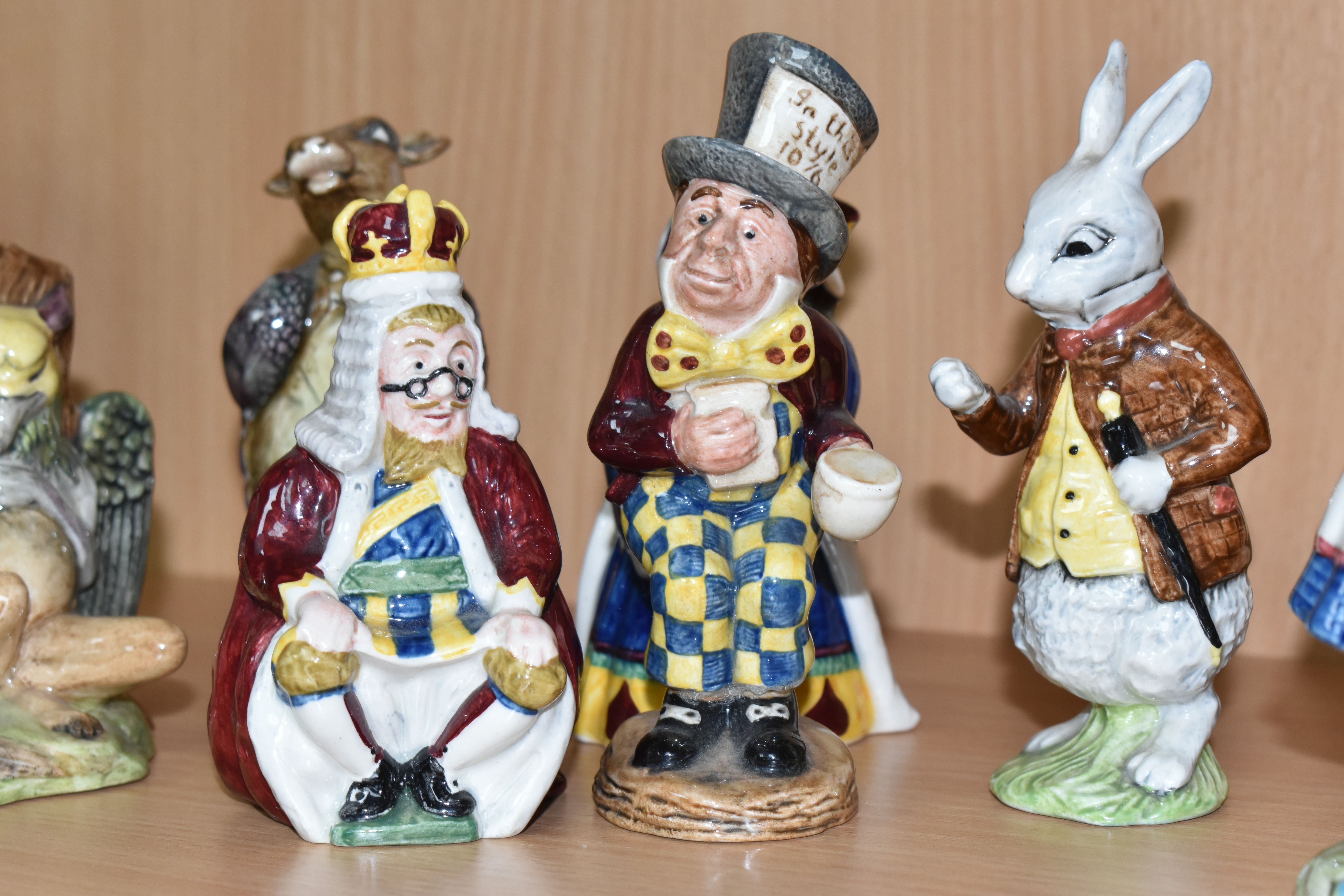 EIGHT BESWICK ALICE IN WONDERLAND FIGURES, comprising The Mad Hatter, Alice, Cheshire Cat, White - Image 5 of 6