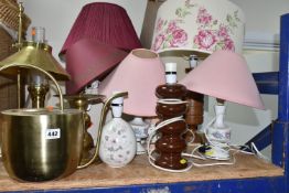 A GROUP OF TABLE LAMPS, to include ten table lamps of various styles, including a brown Doulton