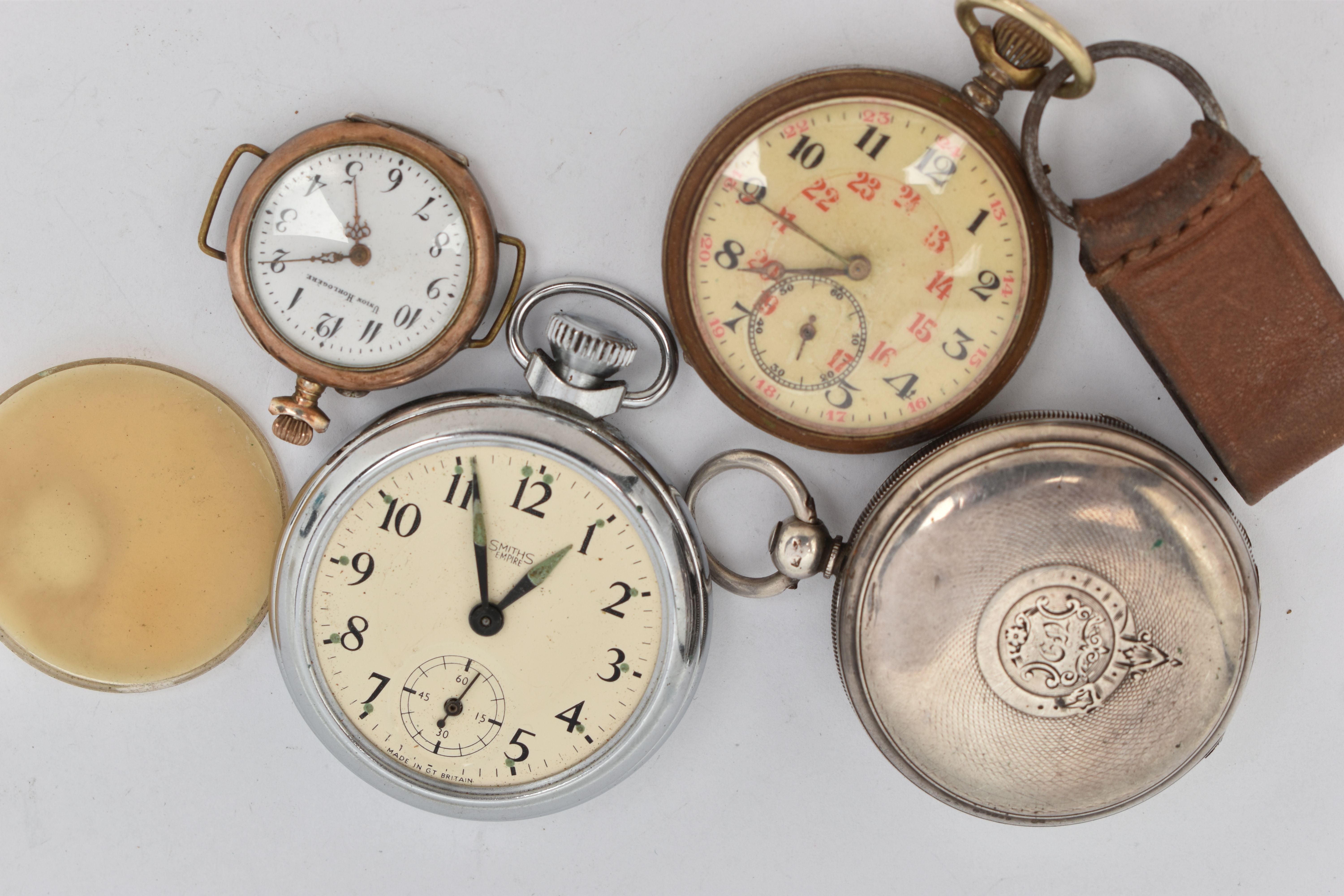 A SELECTION OF POCKET WATCHES, to include a late Victorian silver pocket watch, the enamel dial with - Image 2 of 4