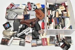 ASSORTED LIGHTERS AND MATCHSTICKS, to include a P38 Western lighter with stand, a 44 Magnum