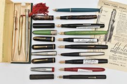 AN ASSORTMENT OF PENS, to include three 'Conway Stewart' fountain pens, nibs stamped 14ct,