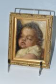 A LATE 19TH / EARLY 20TH CENTURY PORTRAIT OF A SLEEPING BABY, no visible signature, oil on canvas,