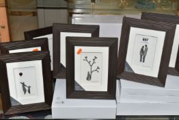 SEVEN BOXED SHARON NOWLAN STONE EFFECT ART PICTURES, comprising three 'Plus One', three 'Big and