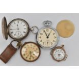 A SELECTION OF POCKET WATCHES, to include a late Victorian silver pocket watch, the enamel dial with