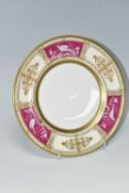 A MINTON PATE SUR PATE PLATE, PATTERN NO H5103, DECORATED WITH THREE PANELS OF AN EXOTIC BIRD
