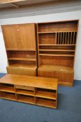 TWO MID CENTURY DANISH TEAK WALL CABINETS, MADE BY SEJLING SKABE, one fitted with four doors and