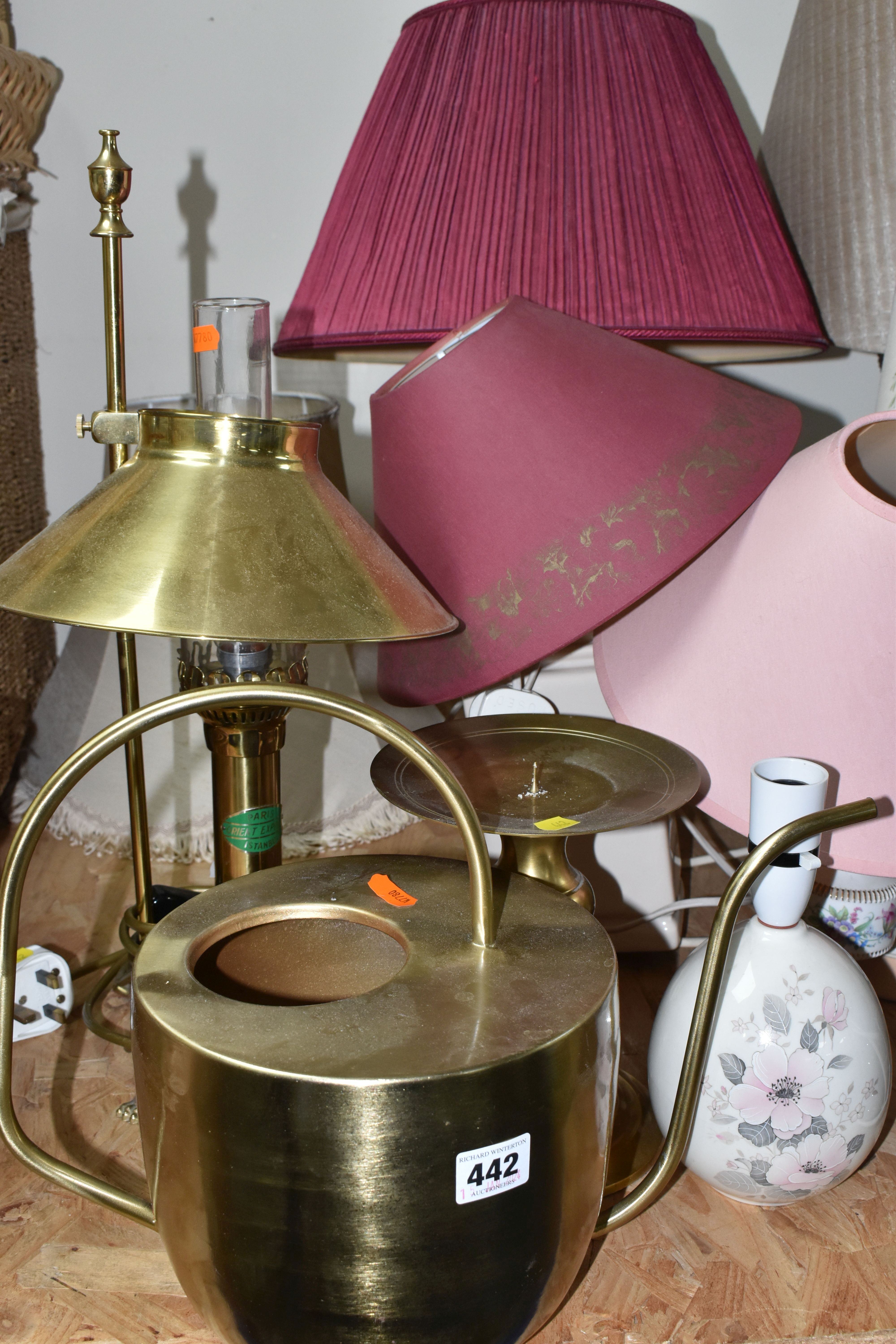A GROUP OF TABLE LAMPS, to include ten table lamps of various styles, including a brown Doulton - Image 2 of 5