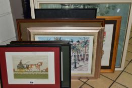 A SMALL QUANTITY OF PICTURES AND PRINTS ETC, to include two signed Vincent Haddelsey signed prints