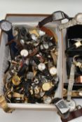 A BOX OF ASSORTED WRISTWATCHES, a selection of ladies and gents wristwatches, names to include