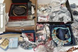 ASSORTED COSTUME JEWELLERY, to include boxed necklaces, beaded necklaces, boxed novelty pocket