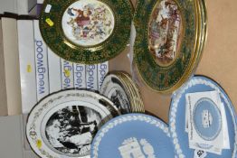 A GROUP OF BOXED ANNUAL CHRISTMAS COLLECTOR'S PLATES, comprising two Wedgwood blue Jasperware