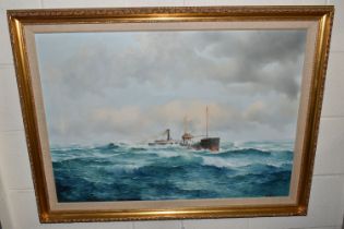 KEN (K B) HANCOCK (BRITISH 1925-2014) A FISHING TRAWLER IN A SWELL, inspired by the John Masefield