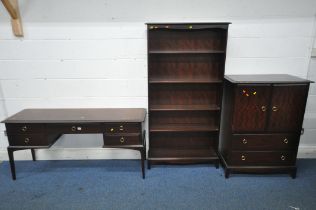 THREE PIECES OF STAG MINSTREL FURNITURE, to include a dressing table, fitted with five drawers on