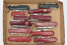 TWELVE ASSORTED POCKET KNIVES, to include a Victorinox Swiss Army knife, seven other multi tool