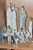 SIX LLADRO FIGURES AND TWO NAO FIGURES, comprising Nuns, no. 4611 sculptor Fulgencio Garcia,