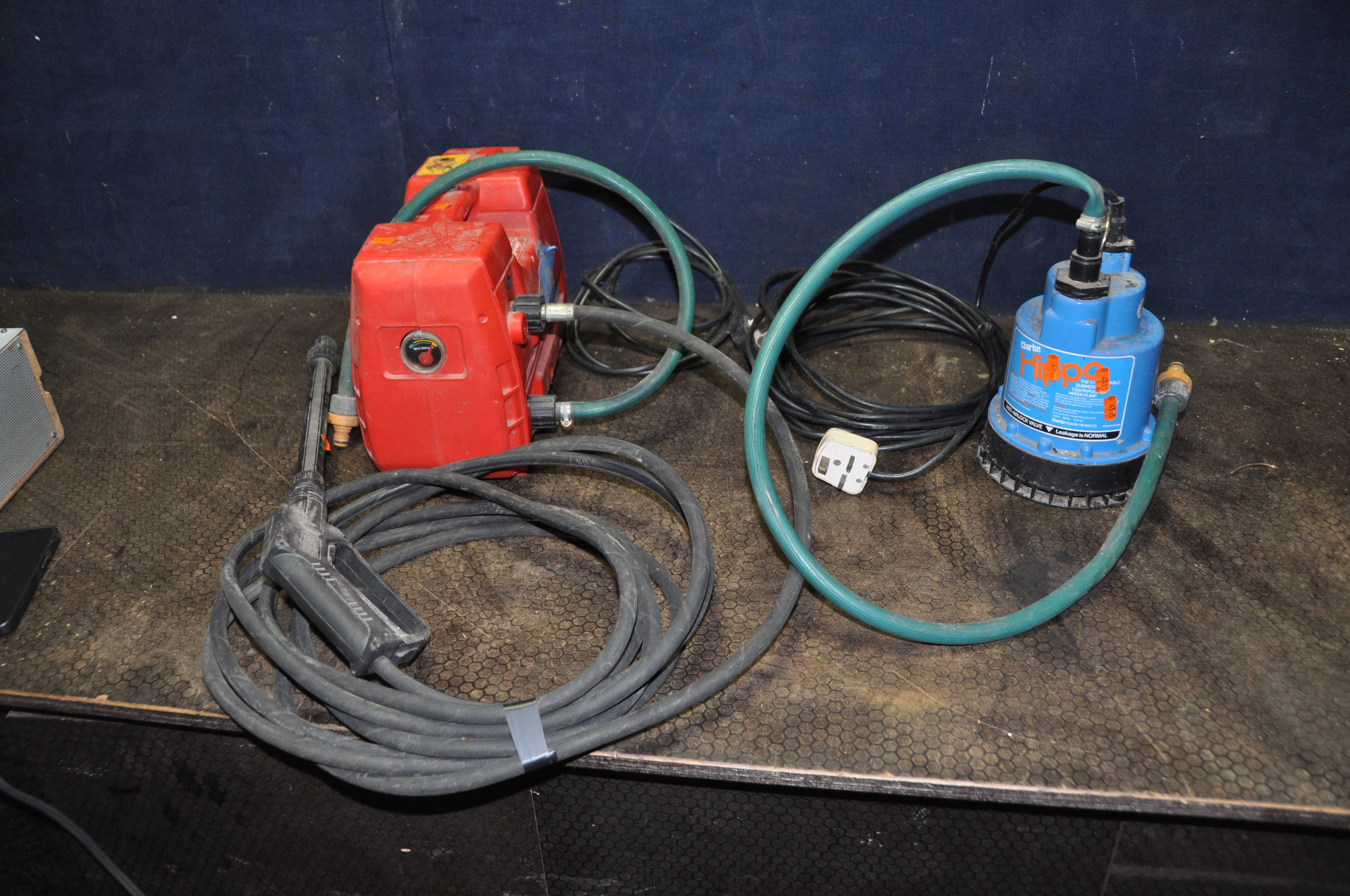 A CLARKE JET STAR PRESSURE WASHER with lance and a Clarke Hippo water pump (both PAT pass and