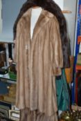 VINTAGE FUR COATS AND LUGGAGE ETC, comprising an unbranded light brown fur coat, dark brown fur coat