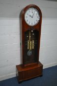 AN ART DECO WALNUT LONGCASE CLOCK, the circular 13.5 inch dial signed Universal, made in Germany,