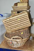 A COLLECTION OF BASKETS, fourteen baskets of different shapes, sizes and materials, including a