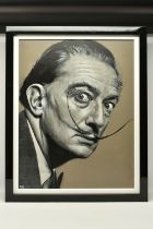 PETE HUMPHREYS (BRITISH CONTEMPORARY) 'SALVADOR DALI', a monochrome portrait of the surrealist